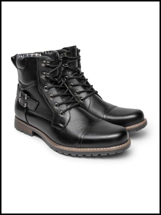Premium Synthetic Leather Motorcycle Combat Boots with Zipper main image 6